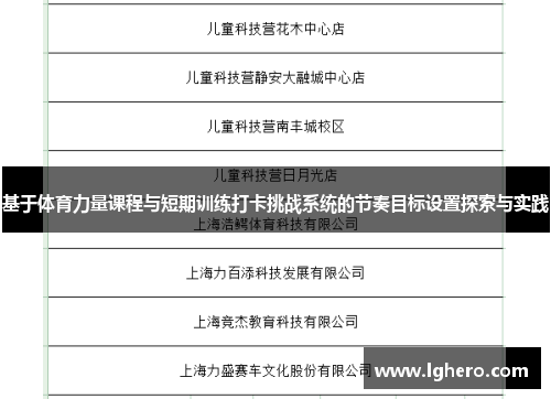 基于体育力量课程与短期训练打卡挑战系统的节奏目标设置探索与实践